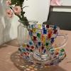 Rainbow Sheen Hand-Painted Glass Cup - Bling Design for Summer