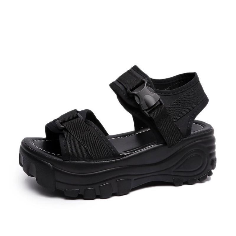 Fashion New Designer Shoes Ladies Sandals Black Buckle Women's Casual Shoes Summer Platform Sport Sandalias De Mujer Wedges Heels Women