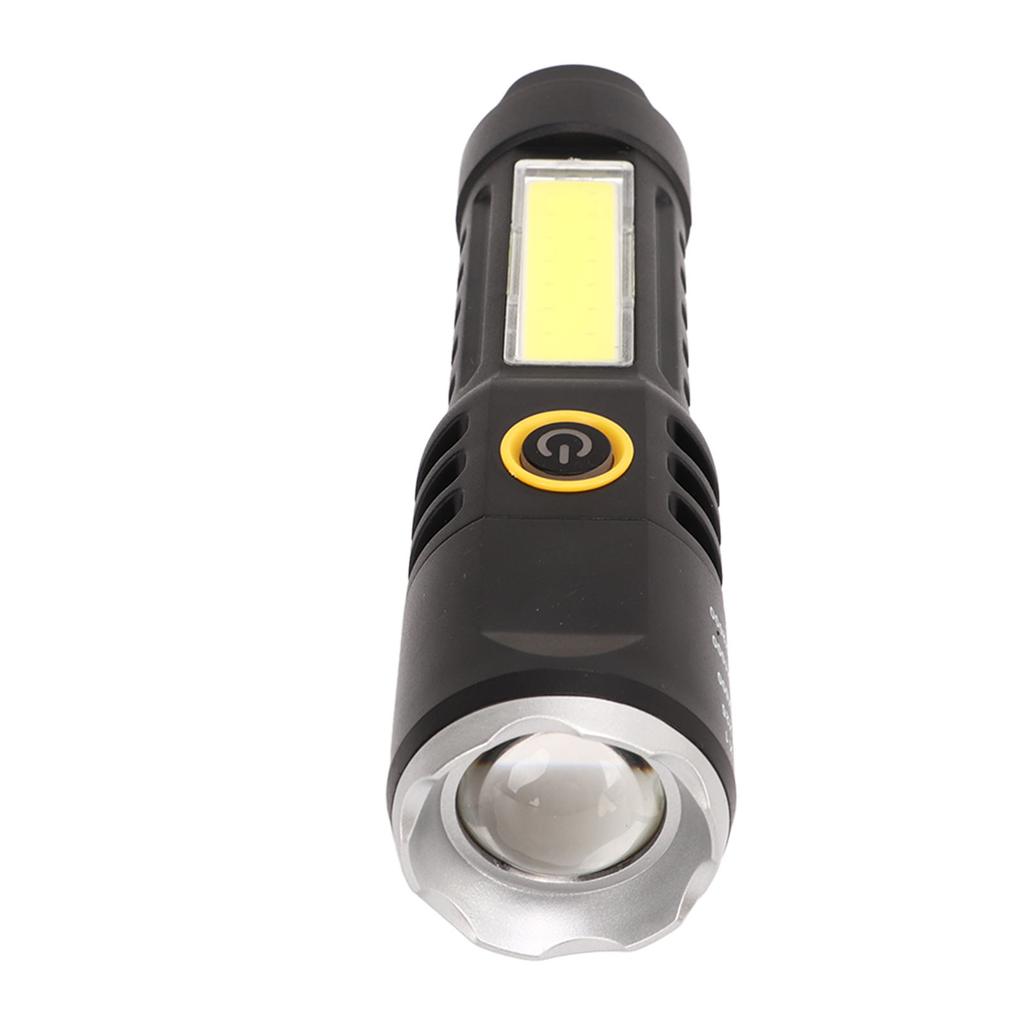 Telescopic Flashlight Strong Light TYPE C Charging Black with Silver Ring Telescopic Torch for