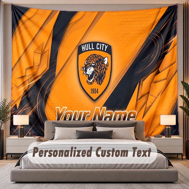 Custom Name Text Tapestry Hull FC Personalized Polyester Wall Tapestry For Bedroom And Room