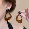 Retro Exaggerated Irregular Geometry Leopard Print Acrylic Pendant Earrings for Women Charm Personality Dangle Earrings Jewelry