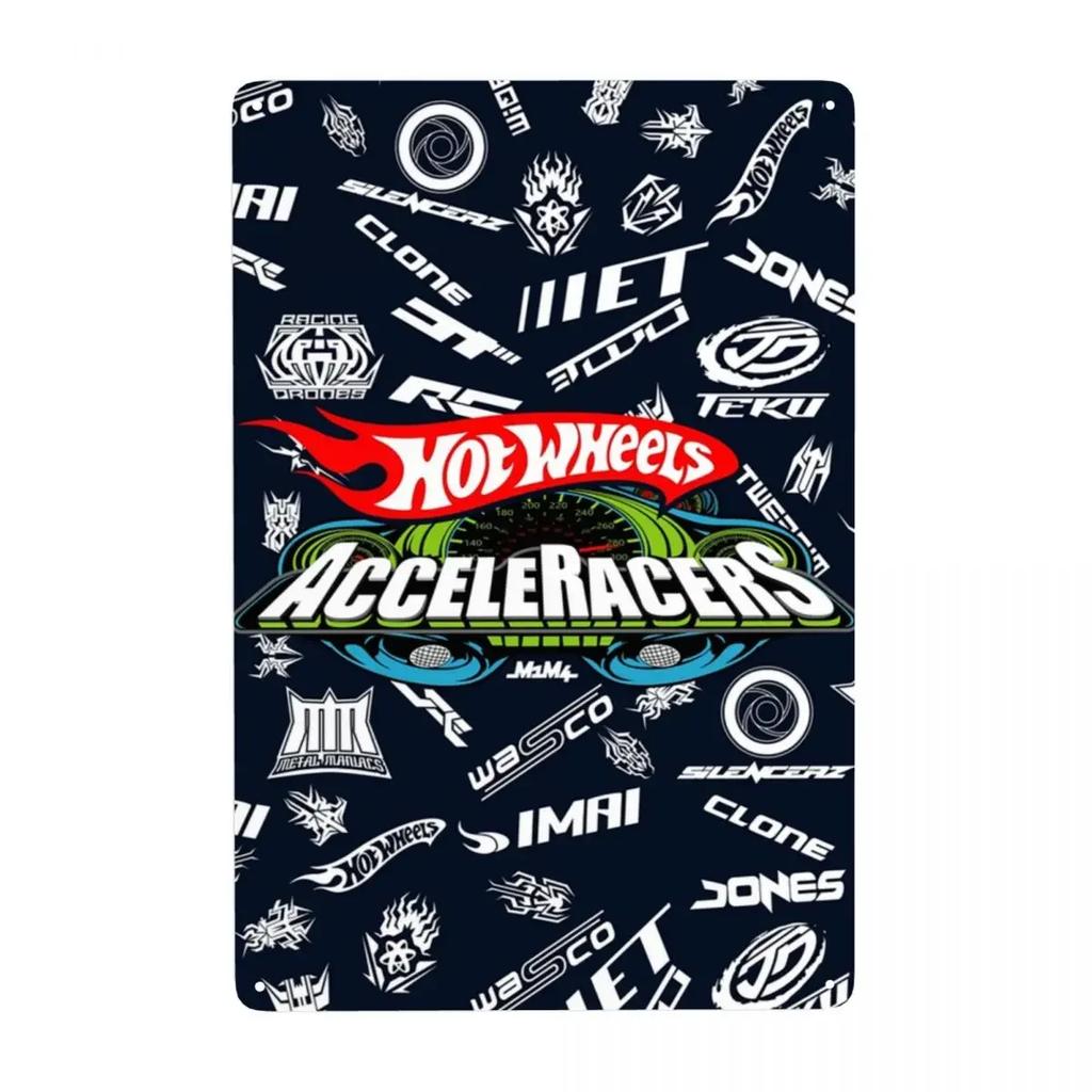 Retro Kovová Značka Hot Wheels Factory Vlastní Kreslené Sportovní Auto Plechové Plakety Pub Nástěnná Barová Dekorace Dekorativní Umění