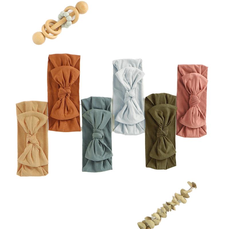 5PCS European and American Creative Soft and Comfortable Baby Nylon Bow Wide Headbands Cute Princess Hair Accessories
