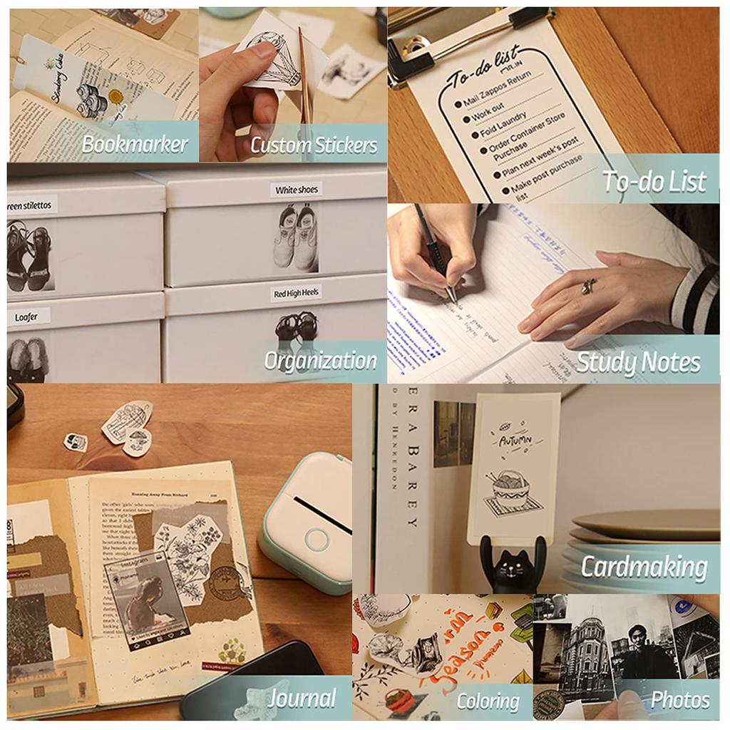 Colorful Thermal Paper for Phomemo M02/M02 Pro/M02S/M03 Pocket Printer, Black On Yellow/Blue/Pink, Non-adhesive, 53mm X 6.5m, Diameter 30mm