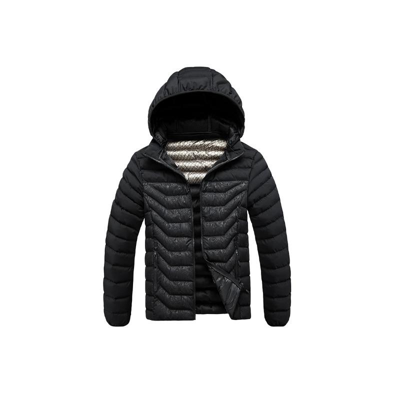 Lightweight Cotton Coat Men's Winter Contrasting Color Graphene Full Print Removable Cap Thickened Hooded Jacket Men