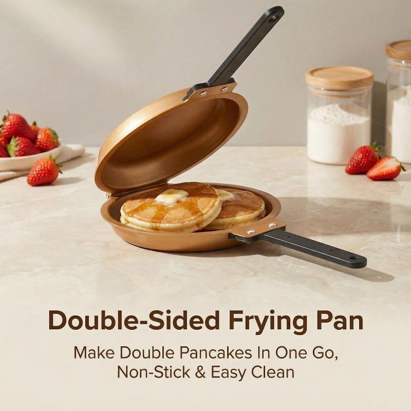 Cake Double Sided Pan Folding Frying Pan Less Fumes Fried Eggs Steak Breakfast Pan