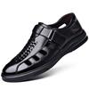 2025 summer men's daily casual leather shoes men's leather hollow breathable sandals hole shoes 5888