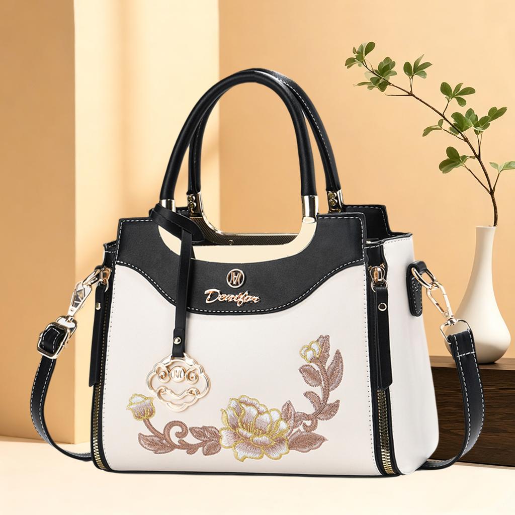 Luxury Chic Chinese Embroidery Small Handbag For Mom, Stylish Versatile Shoulder Crossbody Bag Suitable For Middle Aged Ladies Daily Outing Wedding