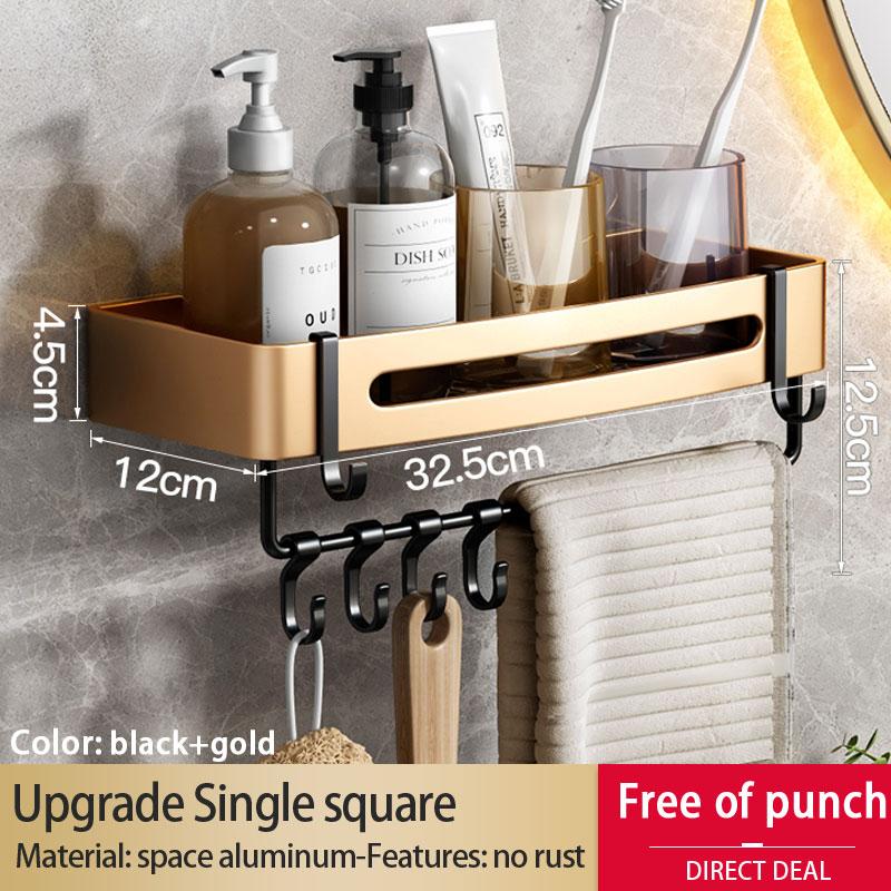 Golden Bathroom Shelf Space Aluminum Thickened Toilet Storage Rack   Bathroom Corner Rack Shower Rack Black Gold Triangle Basket