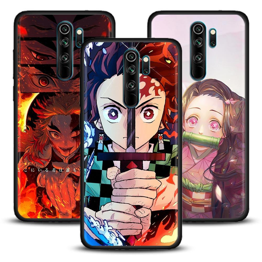 Mädchen Anime Dämon killer Animation Telefon Shell für Redmi Hinweis 10 11 11S 11E 7 8 8T 9 9S 9T Pro Plus 4G 5G Schwarz Soft Case Abdeckung