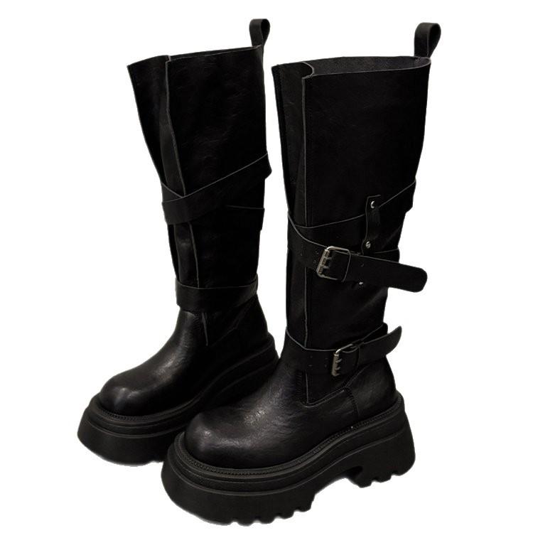 Maillard brune støvletter, lange støvletter, damesko med tykke legger, små tykksålede høye ridestøvler, to måter å bruke, western cowboy-støvler