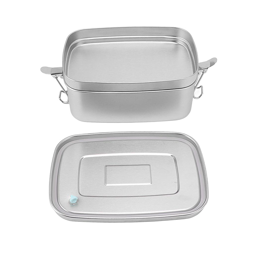 Double Layer Stainless Steel Lunch Box Portable 1.5L Bento Box for Student Office Workers Canteen Picnic Camping