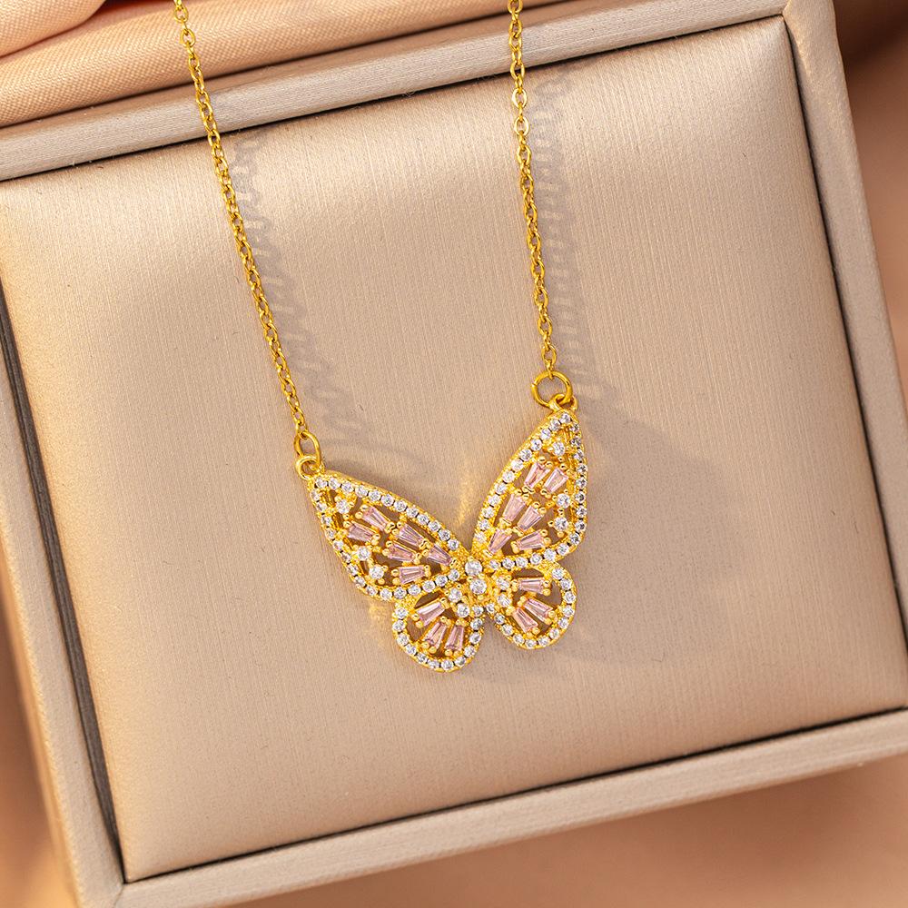 [Titanium Steel] Necklace Women's Copper Micro-inlaid Electroplating Advanced Sense Delicate Clavicle Chain Jewelry