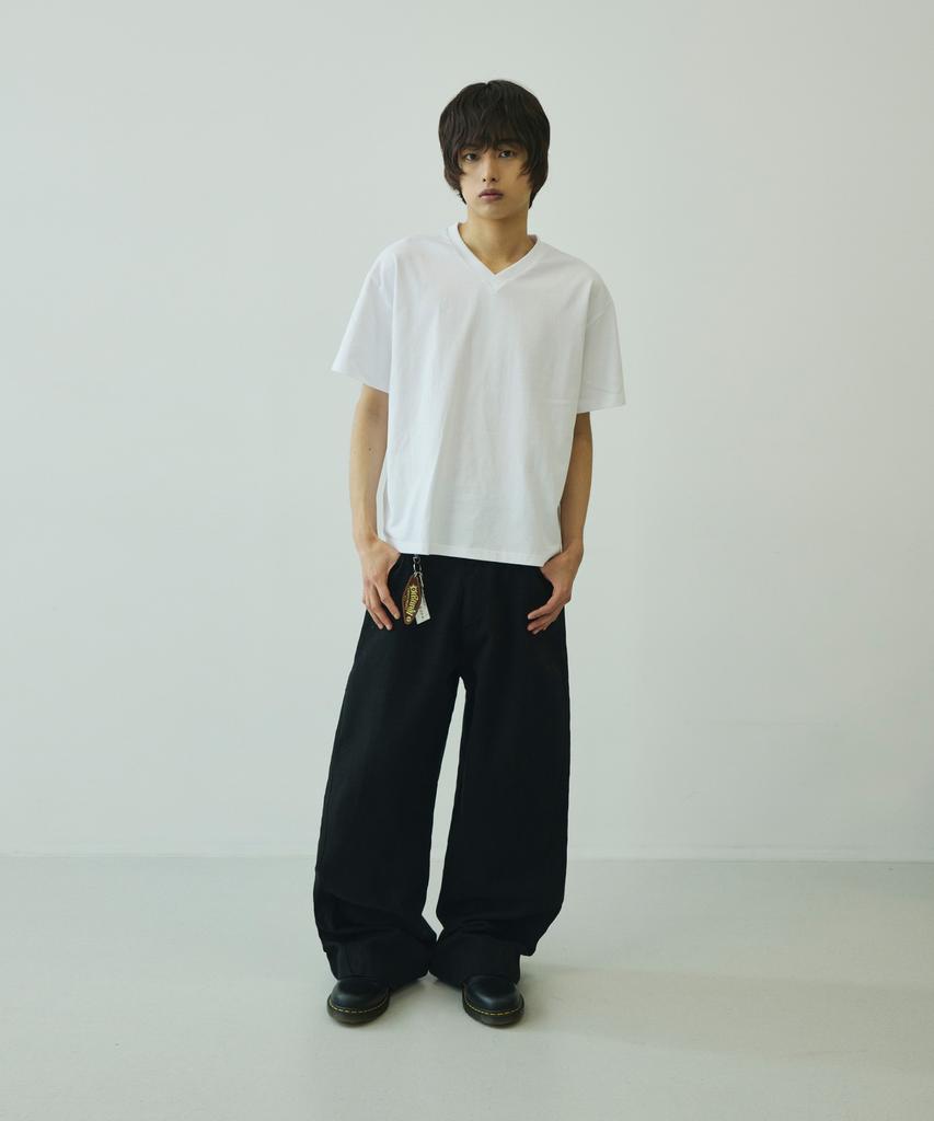 SIGNATURE Twist Curved Cotton Pants [Black]