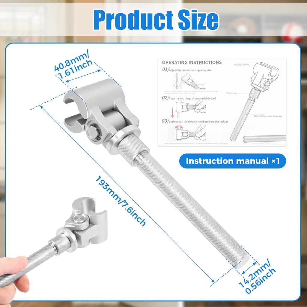 1Pc Hinge Gap Adjustment Wrench Door Hinge Adjustment Tool Stainless Steel Versatile Hinge Gap Adjusting Wrench for Cabinet Door