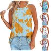 Tanktops für Damen, lockere Passform, plissiert, Sommer, Blumenmuster, Schmetterlings- und Federdruck, ärmellose Oberteile