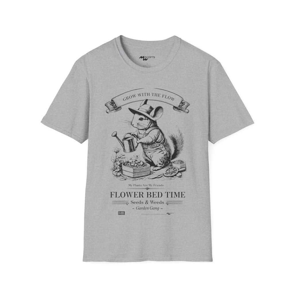 Grow with the Flow Gardening Chinchilla T-Shirt - Perfect Gift for Garden Lovers