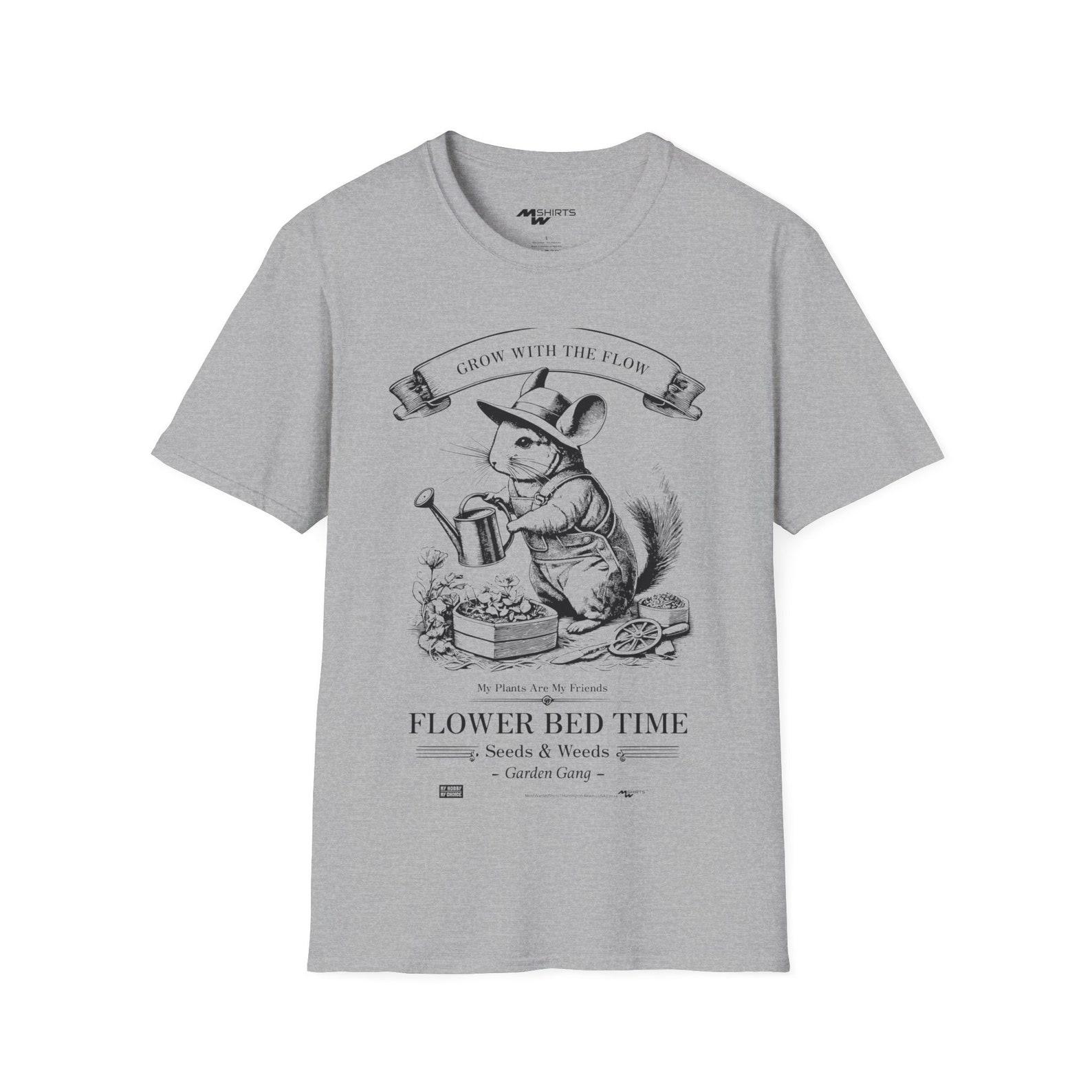 Grow with the Flow Gardening Chinchilla T-Shirt - Perfect Gift for Garden Lovers 2XL