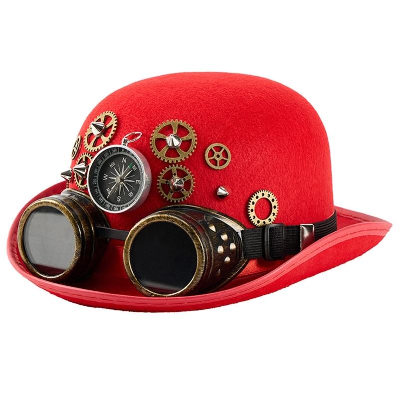 Steampunk Styles Oval Top Hat With Removable Goggles And Compasses Halloween Costume Accessory for Women and Men
