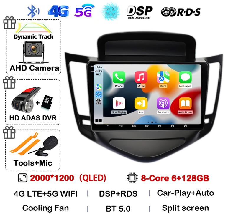 Android 14 Carplay Auto For Chevrolet Cruze 2008 2009 2010 2011 2012 4G+WIFI DSP Car Radio Multimedia Video Player GPS Head Unit