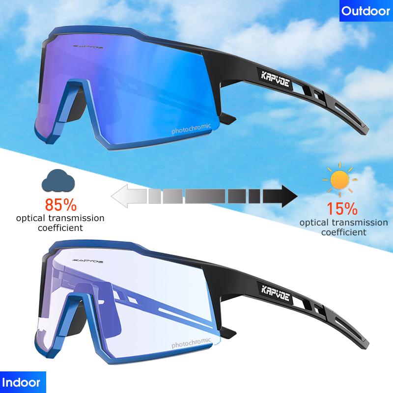 Kapvoe Photochromic Cycling Glasses Outdoor Sports Men Bike Glasses Women Mountain Bicycle Riding Protection Goggles Eyewear