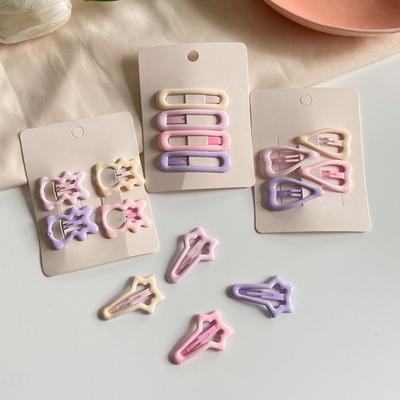 4Pcs Hairpins Hollow Star Heart Butterflies Shape Hair Clips Soft Macaron Colors Gentle BB Clips Kids Hair Accessories