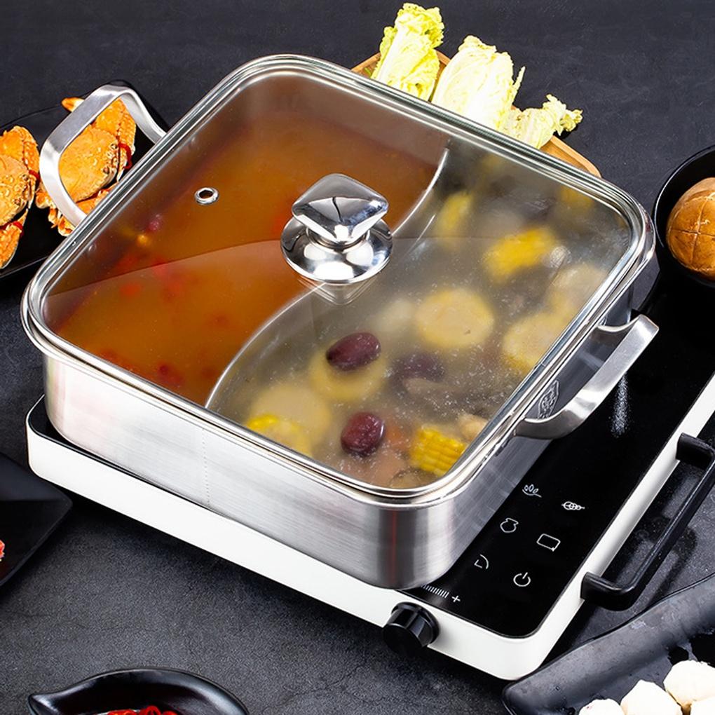 Shabu-shabu Half-and-half Pot Stainless Steel Hot Pot Camping Stew Pot