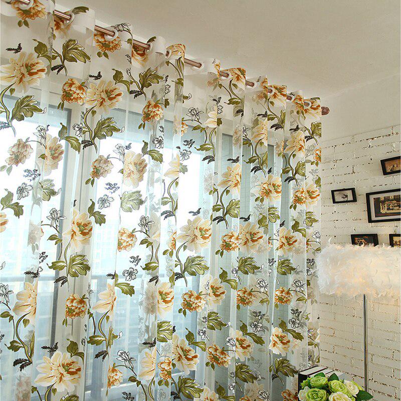 Peony Pattern Curtains Tulle Sheer Modern or Living Room Bedroom Windows Panel Balcony Decor
