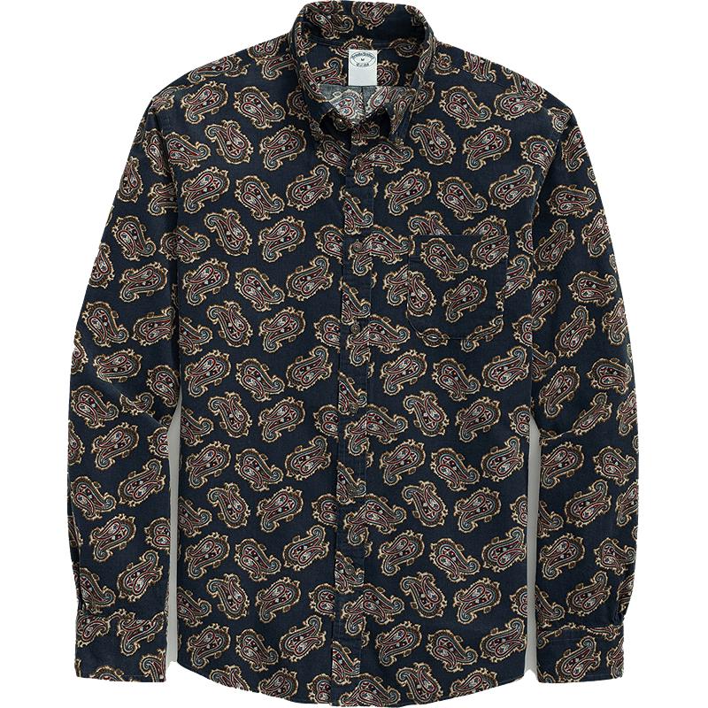 Мужская повседневная рубашка Brooks Brothers из хлопкового вельвета с пейсли S