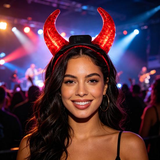 Faixa de Cabeça com Chifres LED Faixa de Cabeça com Chifres Iluminada Faixa de Cabeça de Festa para Halloween Concerto Festa à Fantasia Adereços