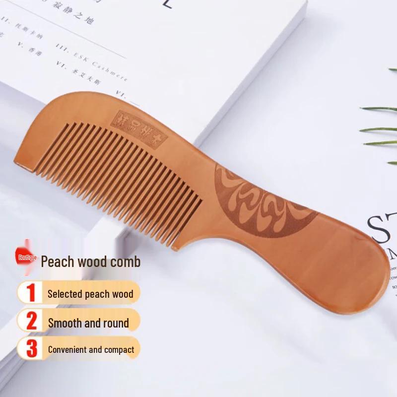 Carved Peach Wood Massage Comb