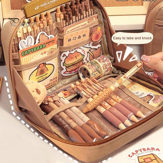 Pouzdro na tužky s více přihrádkami Velký otevírací systém na zip Úložný systém Taška na psací potřeby Školní potřeby