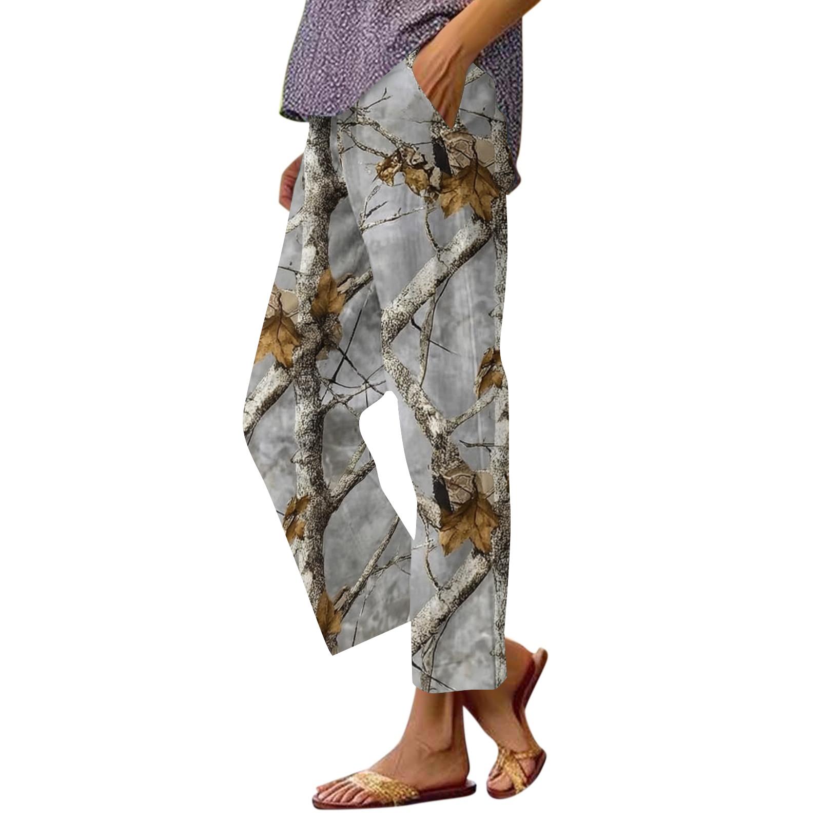 

Women s fashion printed pocket elastic waist casual pants XXL