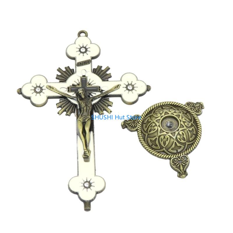 Metal Desktop Crucifix Christian Catholic Ornament Home Church Pray Ornaments Souvenir Desktop Display Ornaments D57B