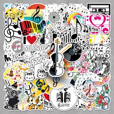 50 Sheets Waterproof Music Note Stickers - Creative Cartoon INS Style for DIY Decoration & Journaling
