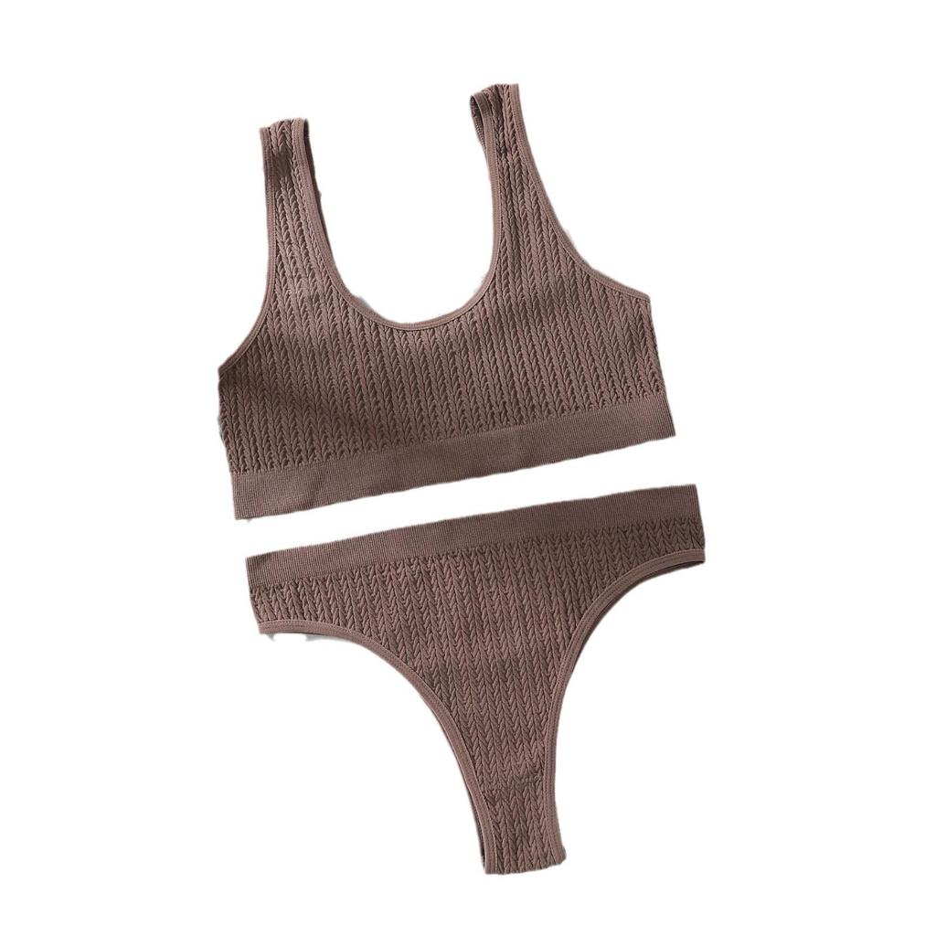 Conjunto de Yoga Transfronterizo Estampado: Tanga y Camiseta sin Hilos y Transpirables