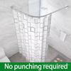 Barre de rideau de douche incurvée extensible Argent en forme de L Pôles de rideau de douche en acier inoxydable Rail de rideau de salle de bain sans perçage 3 tailles