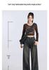 Women's Cement Gray High-Waisted Wide-Leg Jeans - Autumn Winter Retro Style, Petite Loose Fit