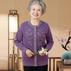 Autumn Over Grandma Knitted Sweater Crew Neck Clothes Medium and Old Women's Clothing Mom Clothing Long Sleeve Cardigan