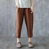 Women Plus Size Harem Cropped Pants Elastic Waist Cotton Linen Blend Loose Casual Summer Tapered Trousers