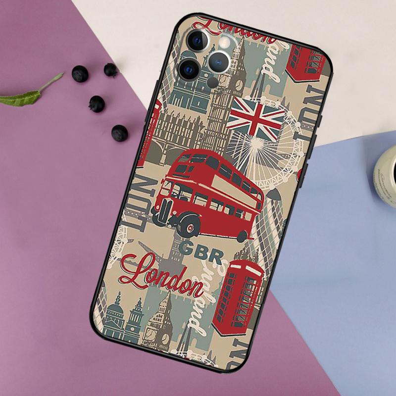 London Red Bus Big Ben Phone Case For iPhone 17 16 15 14 11 12 13 Pro Max Plus 12 13 mini 16e 17 Air Bumper Cover
