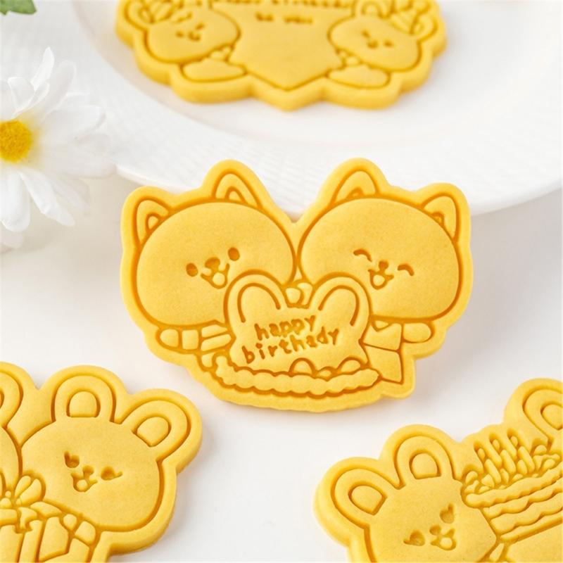 Animal Cookie Molds Bakings Pastrys Bakewares Cartoon Animal Biscuit Cutter Plastic Cookie Moulds Plastic Material