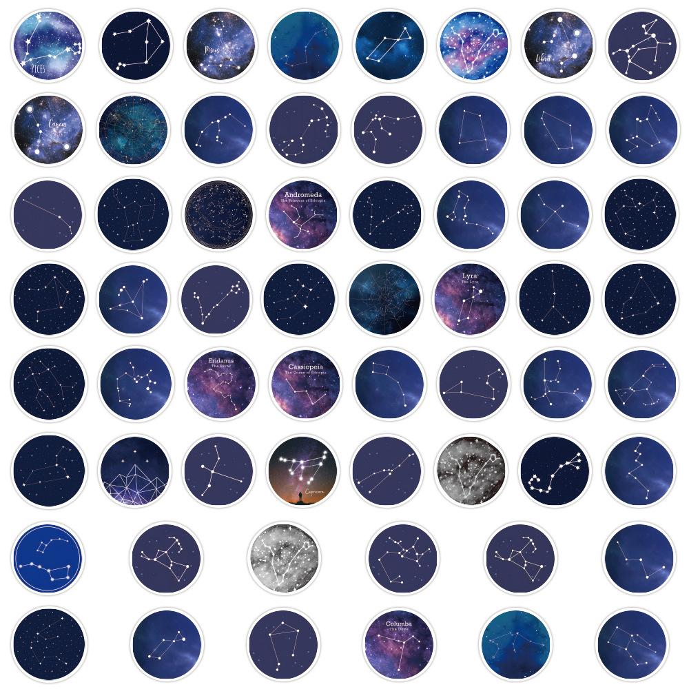 60 Pictures of Twelve Zodiac Signs Starry Sky Graffiti Stickers Suitcase Trolley Case Waterproof Laptop Stickers