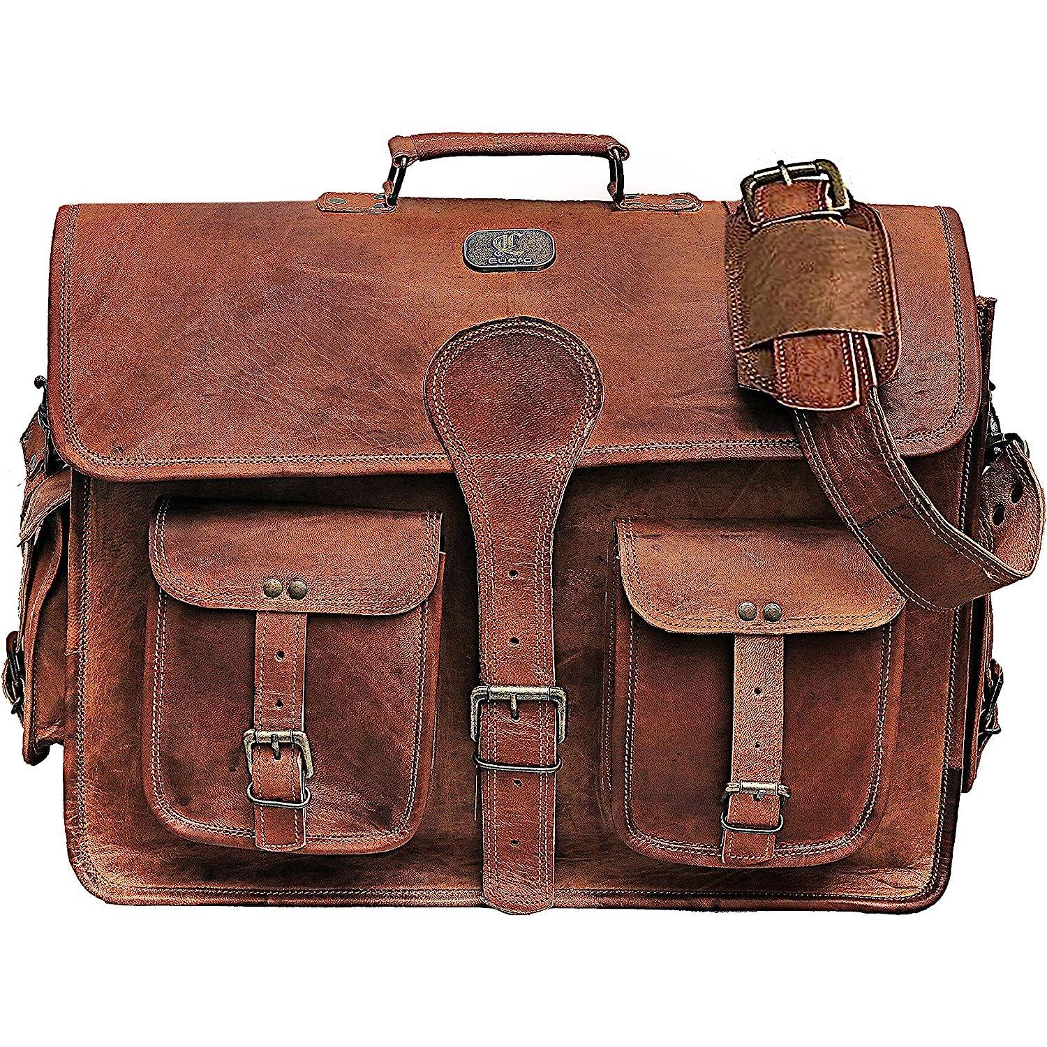 18-дюймовый винтажный кожаный дорожный мессенджер ручной работы с 24-дюймовым кожаным — фото 4