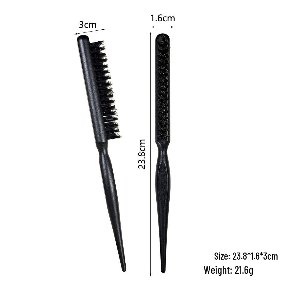Cross-Border Triple Row Boar Bristle Styling and Teasing Comb with Pointed Tail