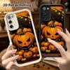 Phone Case: 2D Flat Samsung Galaxy A34 A35 M05 M06 S20 S22 S21 FE Plus 5G Step Protection Case, Pumpkin Lamp, Christmas and Halloween Gift