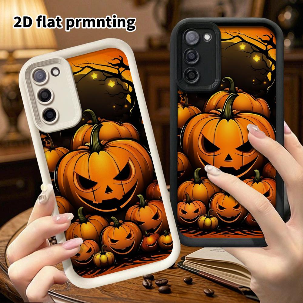 Phone Case: 2D Flat Samsung Galaxy A34 A35 M05 M06 S20 S22 S21 FE Plus 5G Step Protection Case, Pumpkin Lamp, Christmas and Halloween Gift