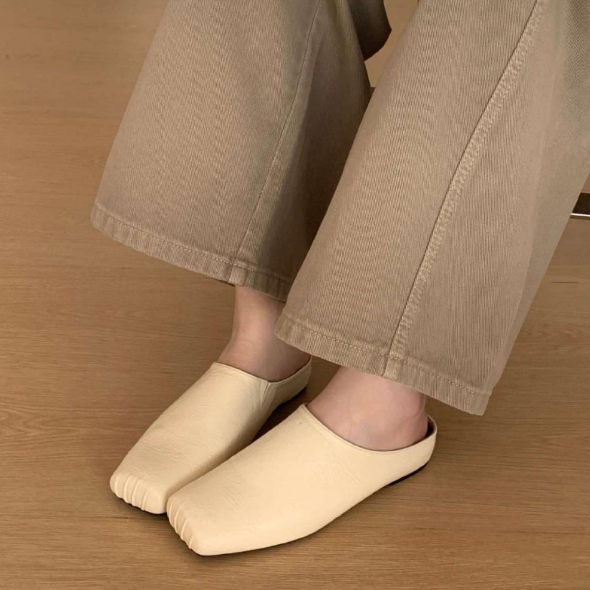 

Lazy Wind Pedal Bag Head Slippers Women Wear Soft-Soled Thick-Soled Muller Shoes Simple And Versatile Half Slippers Women S Shoes Spring 39