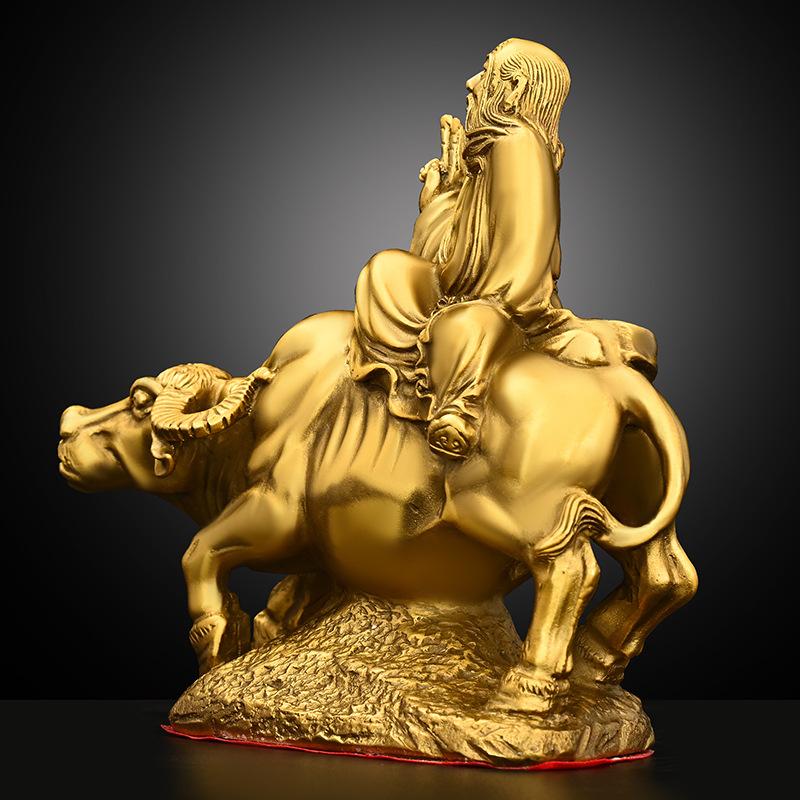 All Copper Laozi Riding A Out Of The Pass Ornament Taoist Heavenly Lord Lao Tzu Bull Bronze Statue Home Entrance Office Dec