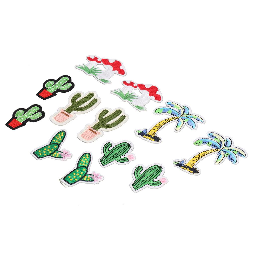 12pcs Plant Patches DIY Decoration Plant Appearance Cotton Iron On Patches Easy Iron Embroidered Patch for Dress Package